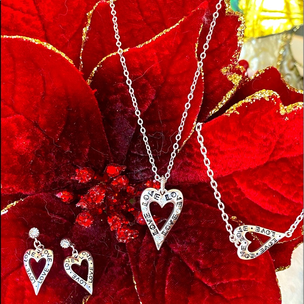 Brighton BELLA MIA Crystal Heart Reversible Necklace Bracelet Earrings RARE - Picture 3 of 16